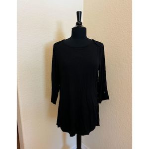 Chico's 3/4 Flared Sleeve Black Top - Sz 1 (M/8)